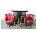 Bar with stools and barrel chairs, bar measures
