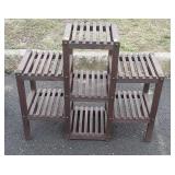 Plantstand, wooden with multi level shelves,