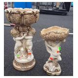 Two Cherub figure Plantstands, plaster material