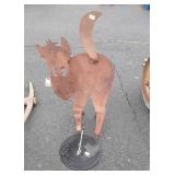 Two pc Outdoor Decor lot, metal Flying Cow Figure