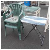 3-pc Lot, 2 plastic lawn chairs, poly sewing type