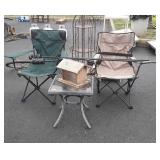 Outdoor Lot includes 2 camp chairs, bird feeder,