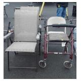 4pc Lot, 2 Folding lawn chairs, one metal Folding
