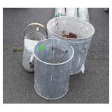 Galvanized Lot, Watering Can, Ash Bucket, and