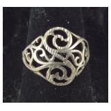 Sterling Silver Filigree Ring Size 7
