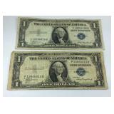 Lot of 2 $1 Silver Certificates 1935 A