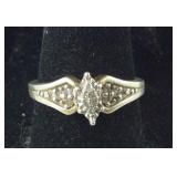Sterling Silver .10 ct Natural Diamond Ring Size
