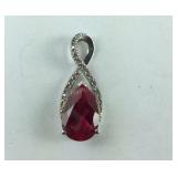 Sterling Silver Ruby & Diamond Accent Pendant