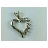 Sterling Silver CZ Heart Pendant