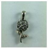 Sterling Silver Flower CZ Pendant