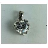 Sterling Silver CZ Heart Pendant