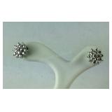 Sterling Silver Flower Shaped Genuine Diamond