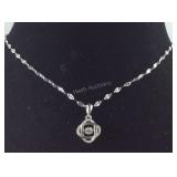 Sterling Silver Floating CZ Halo Necklace,  size