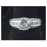 Costume CZ Engagement Ring, size 9,