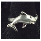 Sterling Silver  Whale Ring,  size 8.75, 2.7