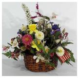 Basket with everlasting flower arrangement.