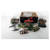 Box of army men, includes tanks, planes, fences