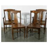 Set of four T-back dining chairs. Two armed, two