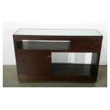 Office credenza with frosted glass top. Has some