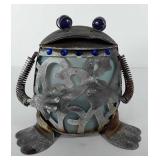Yard decor, metal frog lamp