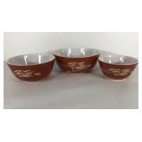 Pyrex Autumn Harvest Wheat pattern nesting bowls,
