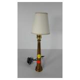 Brass fire nozzle lamp, stands 12" to socket