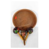 Woodenwares, three maracas marked Cuba and a
