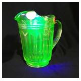 Uranium glass pitcher, Colonial Knife & Fork
