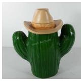 Ceramic cactus cookie jar, has some chips around