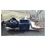 Skid of dog food container missing lid, kids