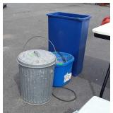 3 piece group lot galvanized trash can, heated