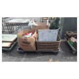 Large baskets, dry erase board, small Christmas