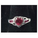 Size 7 sterling lab created ruby and lab white