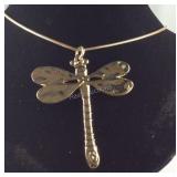 30 inch goldtone dragonfly pendant necklace
