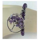 Amethyst and multi gemstone stainless stretch