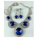 Simulated blue Quartz and Austrian crystal