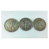 Three 1944 walking liberty half dollars