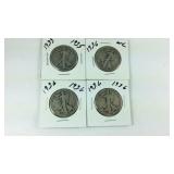 Four walking liberty half dollars 1935 and