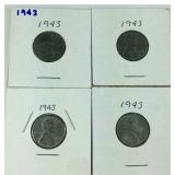Four steel War pennies