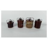 Four crocks, includes three cheese crocks and one