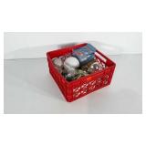 Red poly crate with lights and light bulbs.