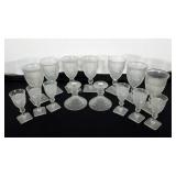 English hobnail goblets and cordial glasses, two