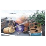 Styrofoam pumpkins, fake tree, baskets, crates,