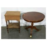 Two tables, project pieces, one is partially