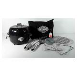 Harley-Davidson grill with bag, spatula and tongs