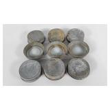 Zinc Mason jar lids, nine