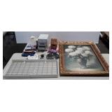 Mixed lot: picture in 29x42 gold frame, hanging