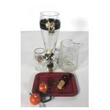 Barware odds and ends, orange shaped openers,