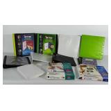 3 ring binders, notebook paper, sheet protectors,