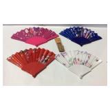Four floral hand fans